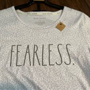 NWT Rae Dunn TWO-PIECE pajama set!  FEARLESS and GRATEFUL. Both size S. MSRP $96